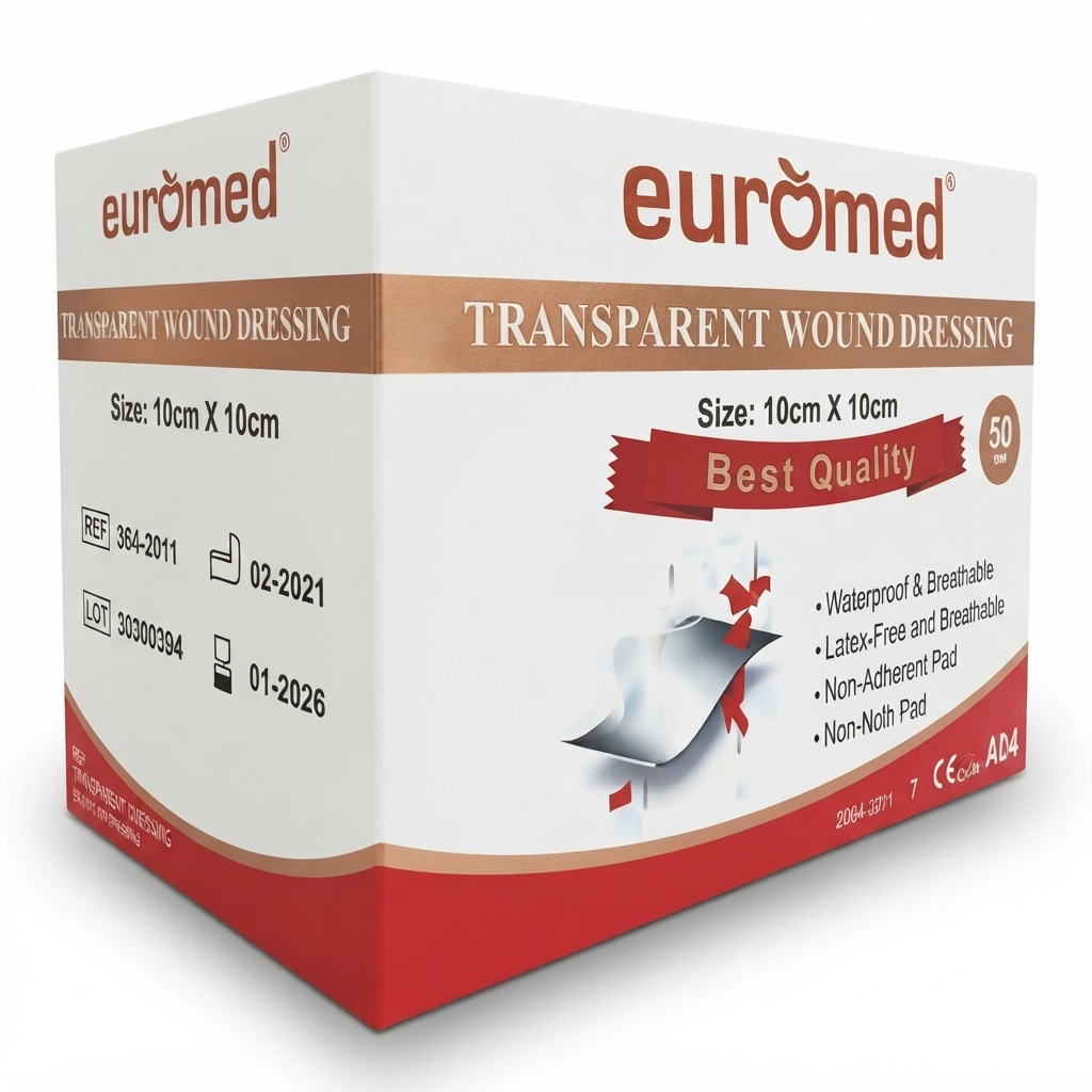 Euromed Transparent Wound Dressing – Self-Adhesive Film 10x10cm, Gauze & Wound Dressings