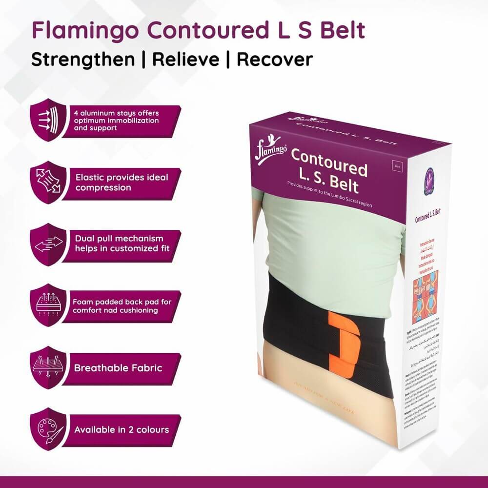 Flamingo Contoured Lumbar Sacro Belt - Medium, Back Braces