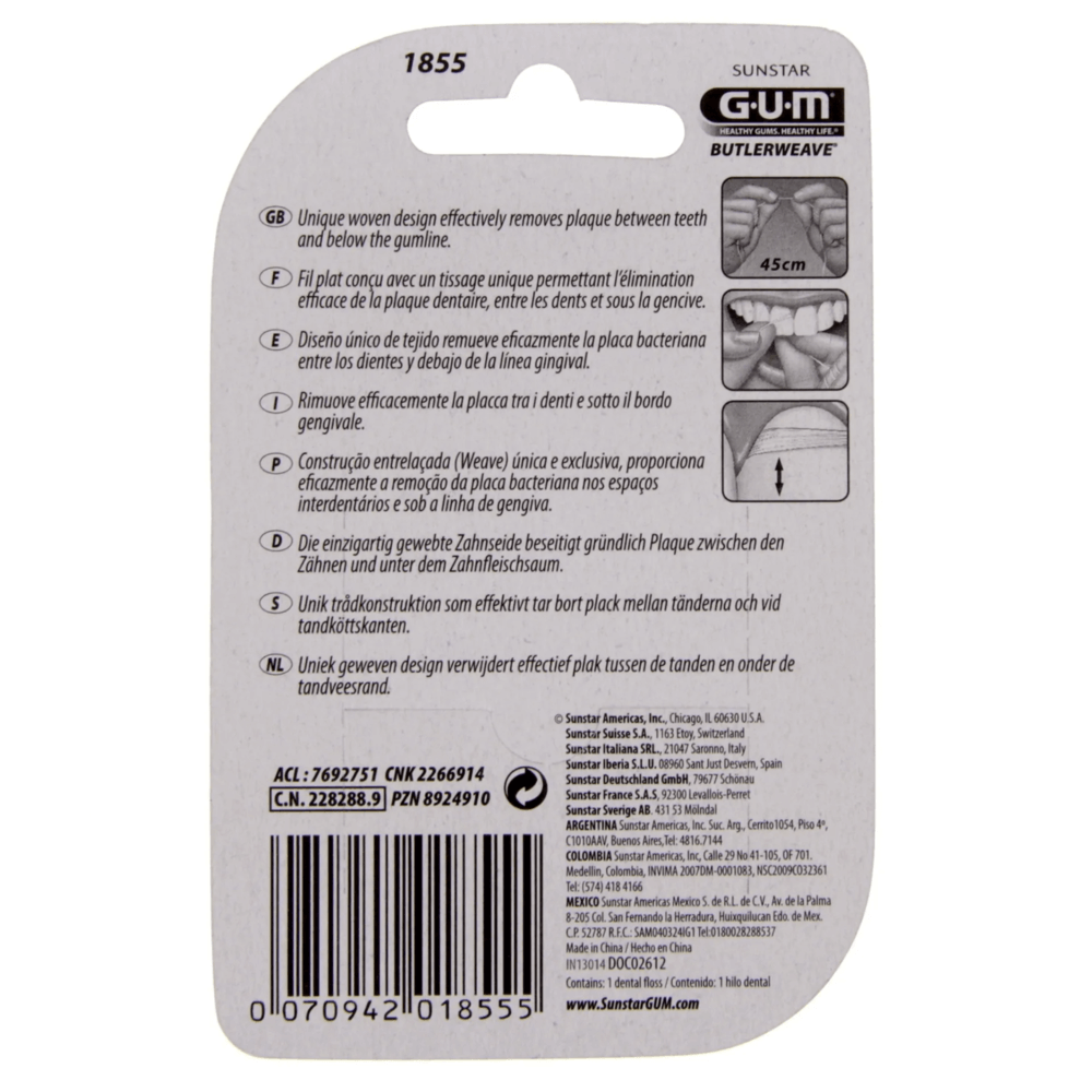 GUM Butlerweave Waxed Dental Floss 55m, Dental Floss