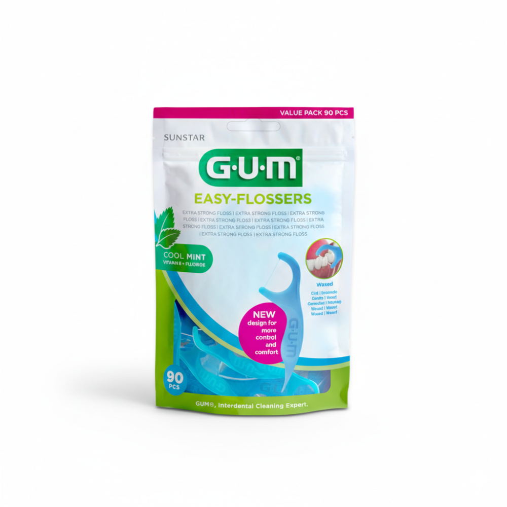 GUM Easy Flossers - Ergonomic Dental Floss Picks -  Pack of 90, Dental Floss