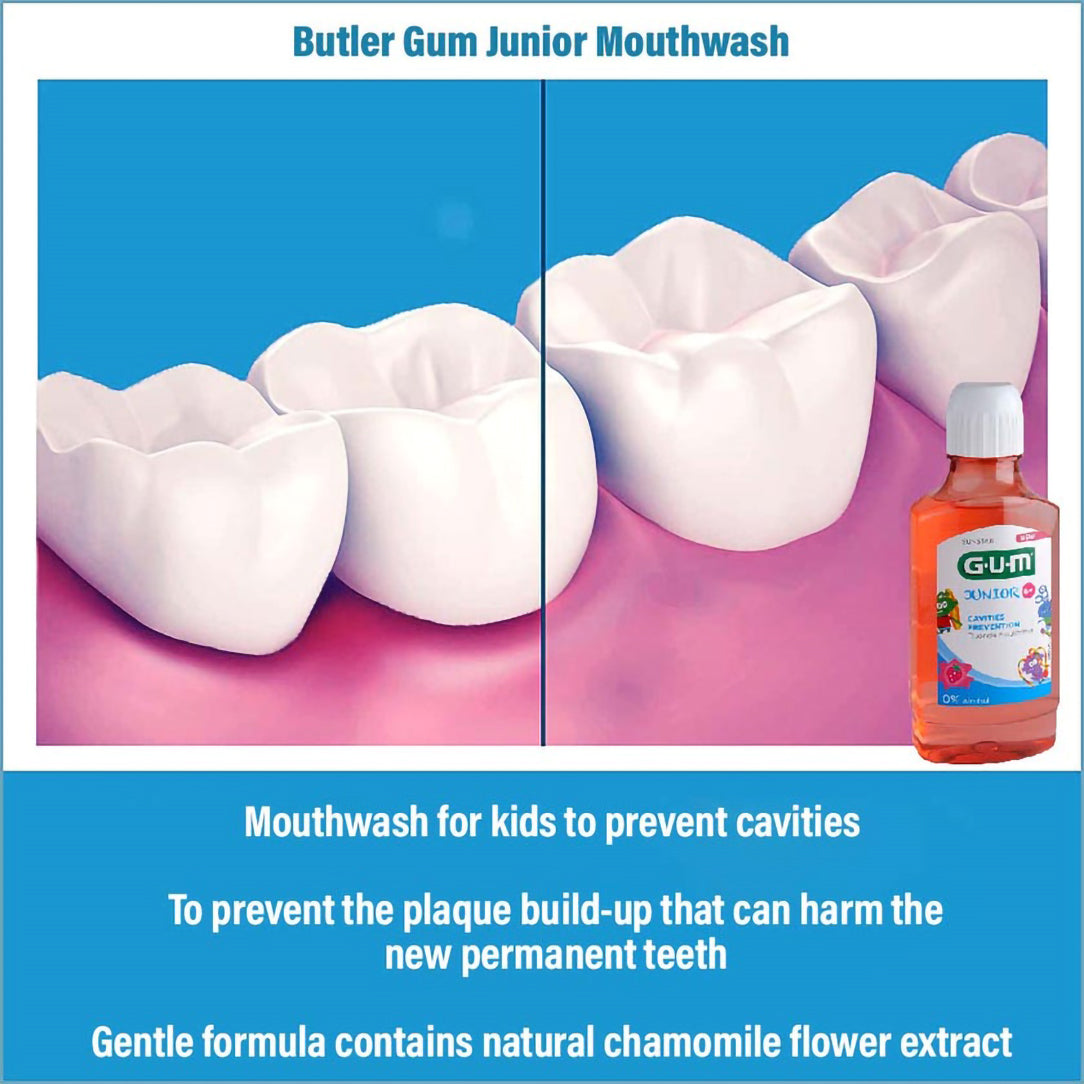 GUM Junior Mouthwash 6+ Years 300ml - Strawberry Flavor (3020ME), Mouthwash 