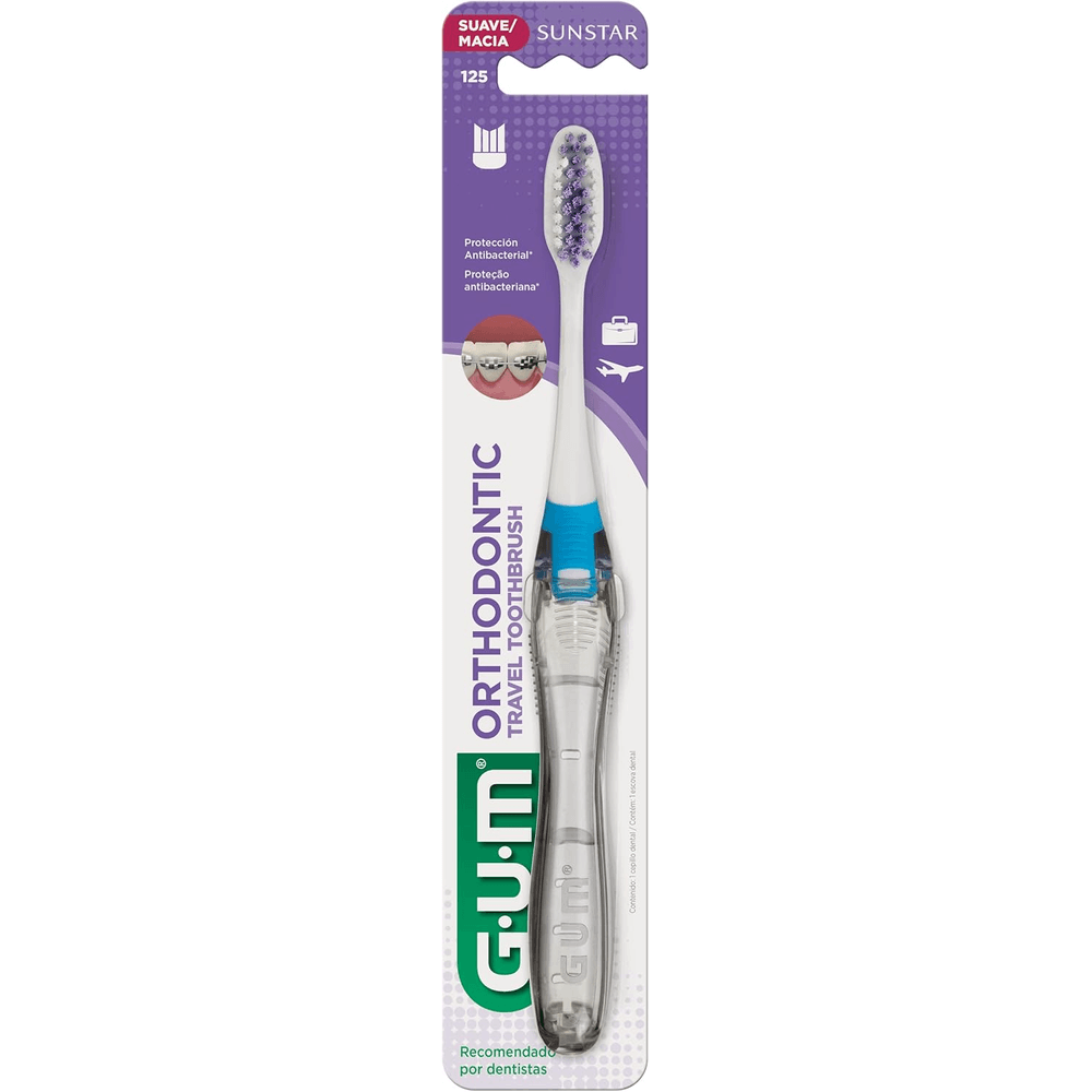 GUM Orthodontic Soft Toothbrush Travel 125M, Manual Toothbrushes
