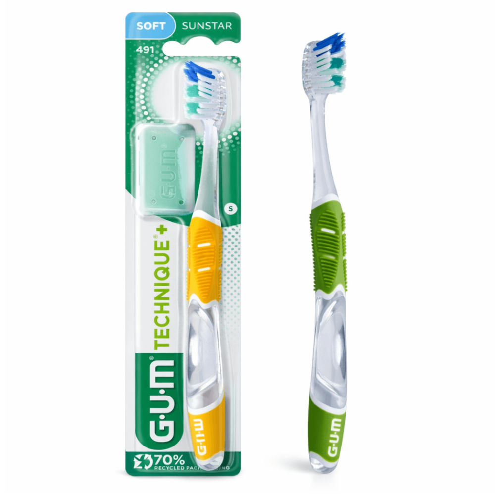 GUM Technique+ Compact Soft Toothbrush - 491ME, Manual Toothbrushes