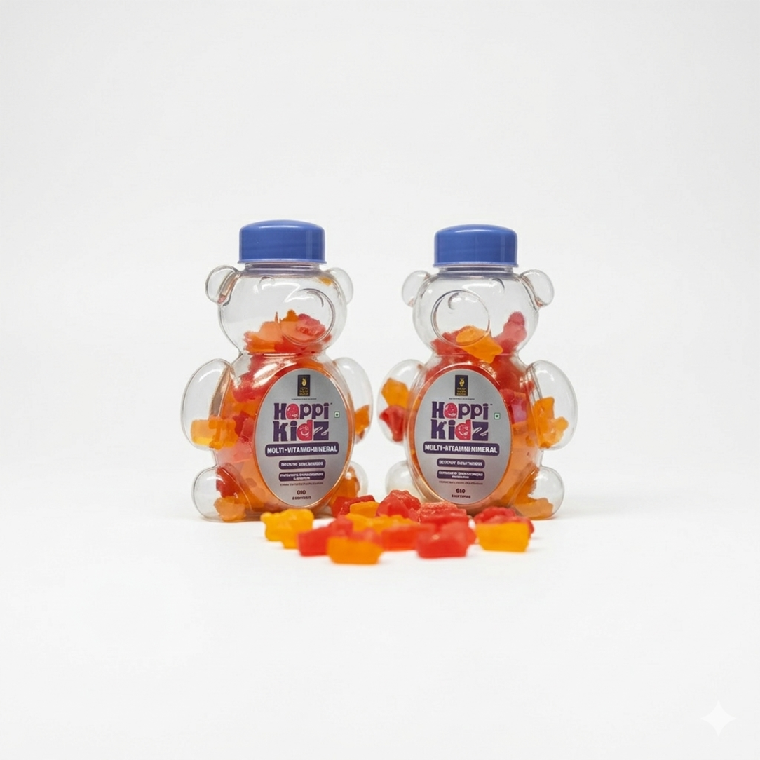 Happi Kids Multivitamin Gummies - 60 Gummies (1+1 Offer Pack), Multivitamin Supplements