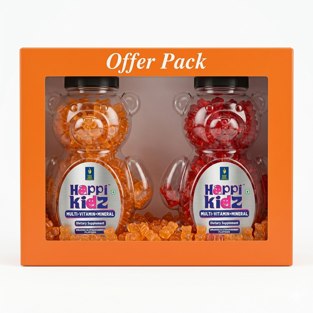 Happi Kids Multivitamin Gummies - 60 Gummies (1+1 Offer Pack), Multivitamin Supplements