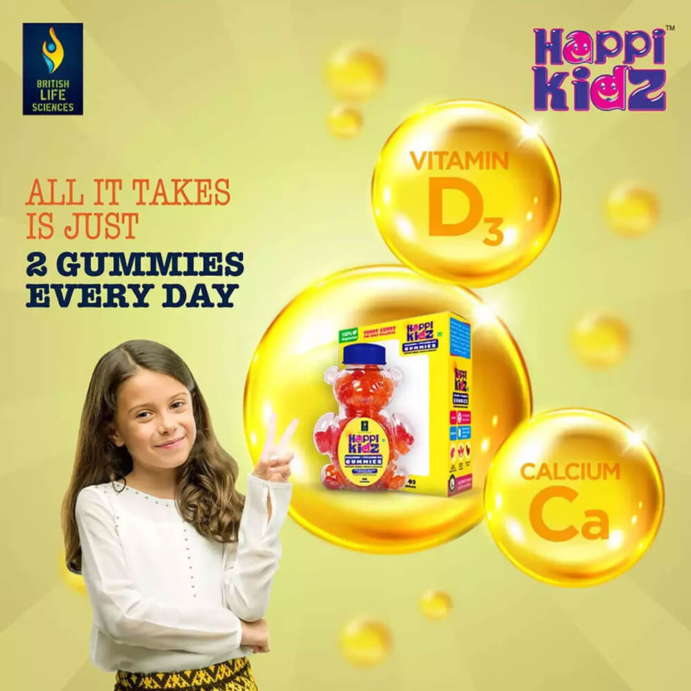 Happi Kidz Calcium + Vitamin D Gummies 30s, Minerals