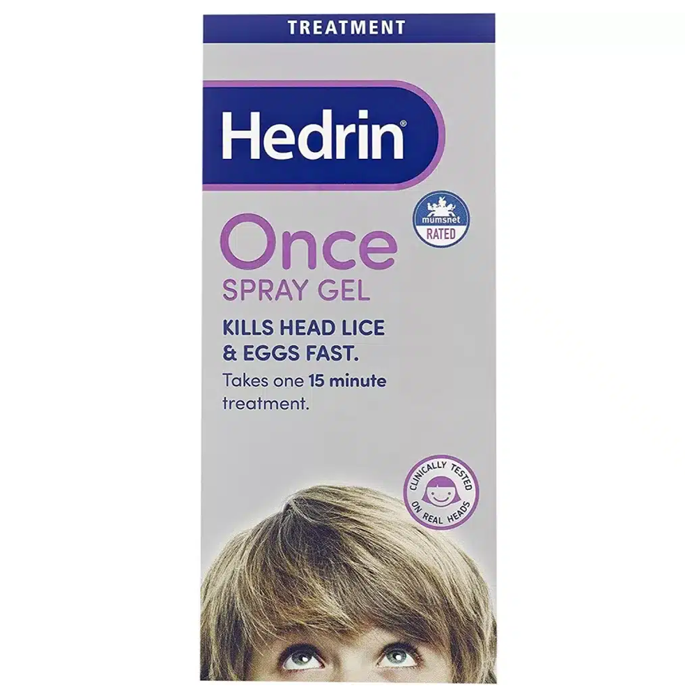 Hedrin Once Spray Gel - Head Lice & Nits Treatment (100ml), Hair Care