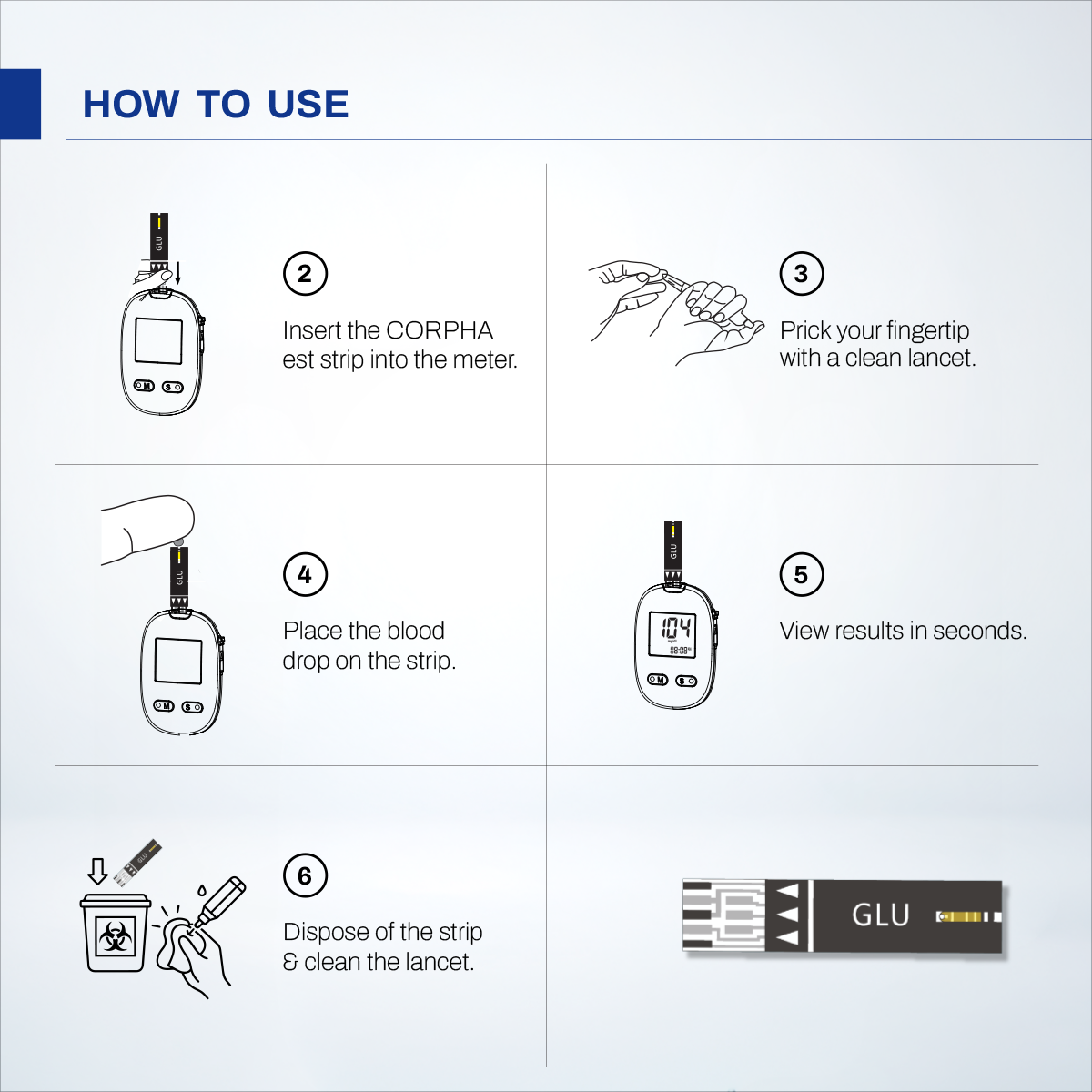 CORPHA Blood Glucose Meter Test Strips - 50s