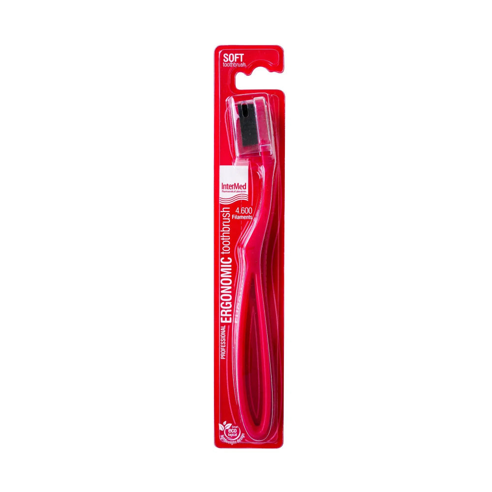 Intermed Ergonomic Soft Toothbrush - Red, Manual Toothbrushes