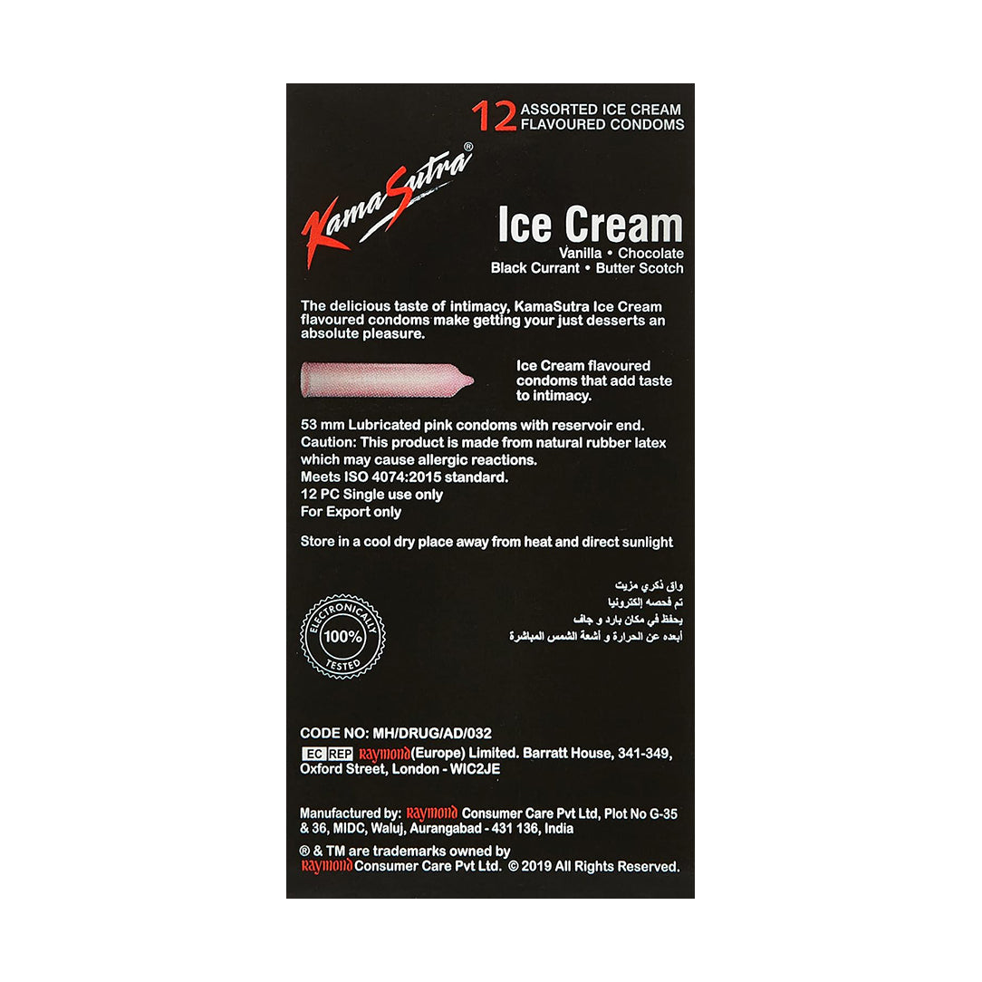 KamaSutra Ice Cream Flavoured Condoms - Pack of 12, Condoms