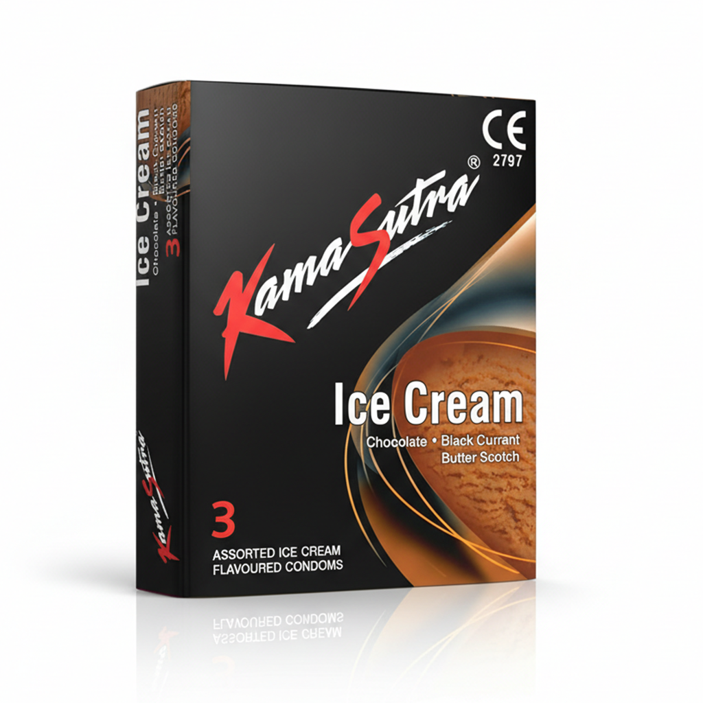 KamaSutra Ice Cream Flavoured Condoms – Pack of 3, Condoms