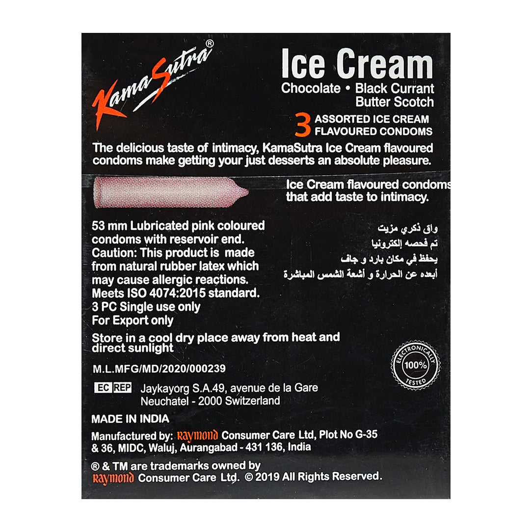 KamaSutra Ice Cream Flavoured Condoms – Pack of 3, Condoms