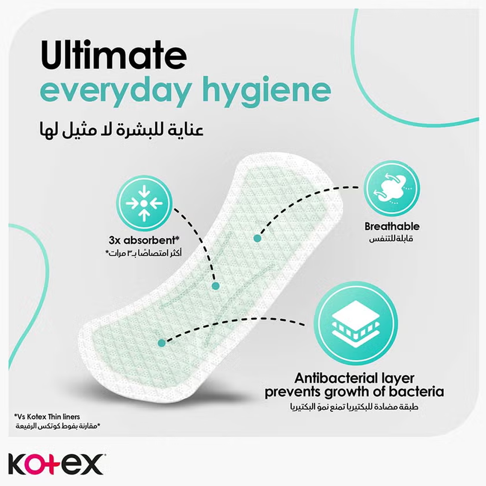 Kotex Antibacterial Daily Panty Liners Long - Pack of 20, Panty Liners