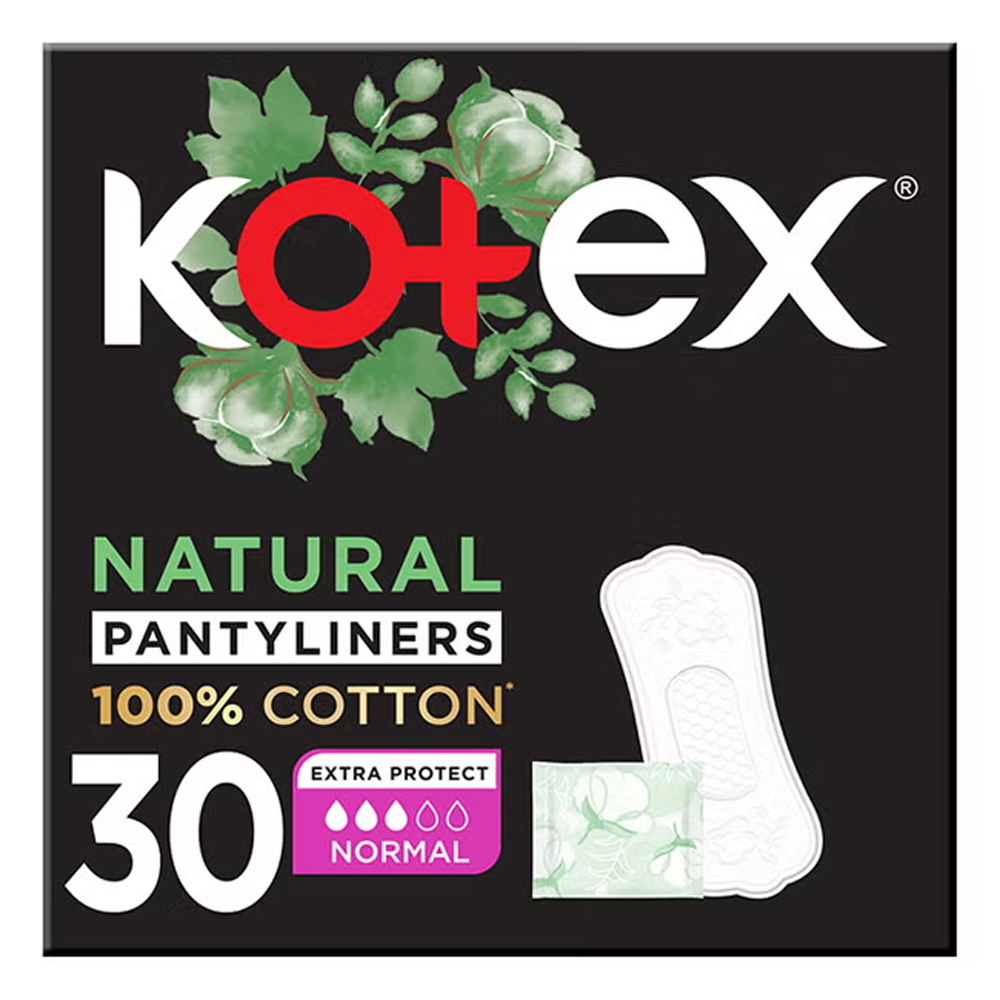Kotex Natural Daily Panty Liners Normal - Pack of 30, Panty Liners