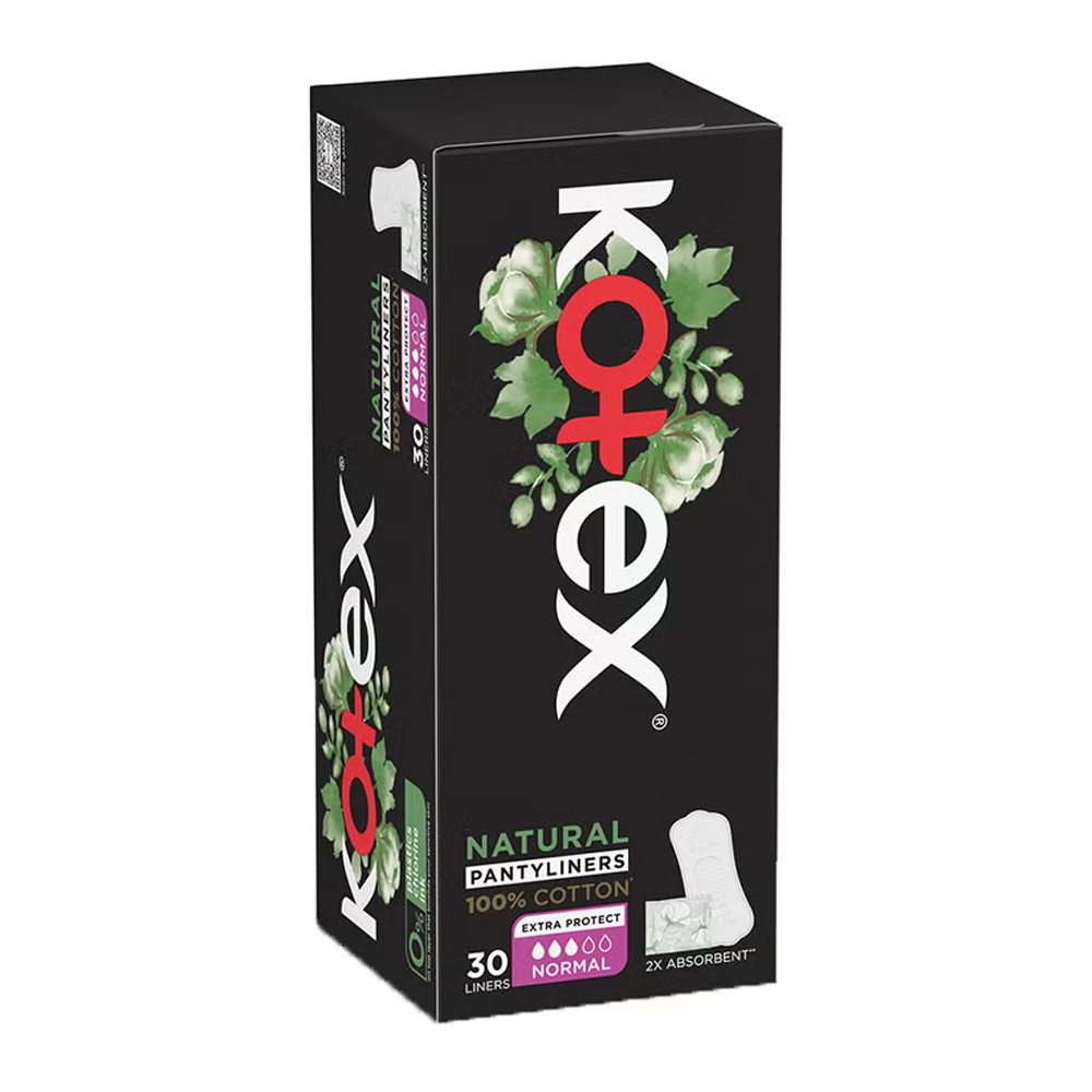 Kotex Natural Daily Panty Liners Normal - Pack of 30, Panty Liners