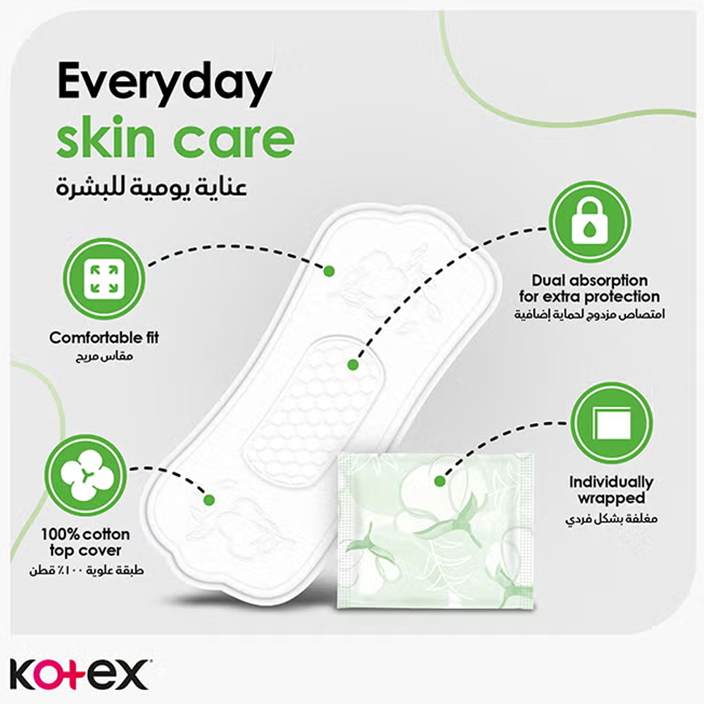 Kotex Natural Daily Panty Liners Normal - Pack of 30, Panty Liners