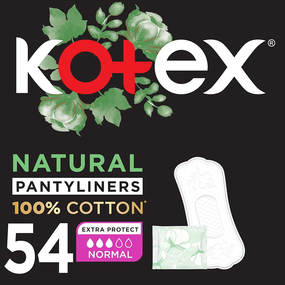 Kotex Natural Daily Panty Liners Normal - Pack of 54, Panty Liners
