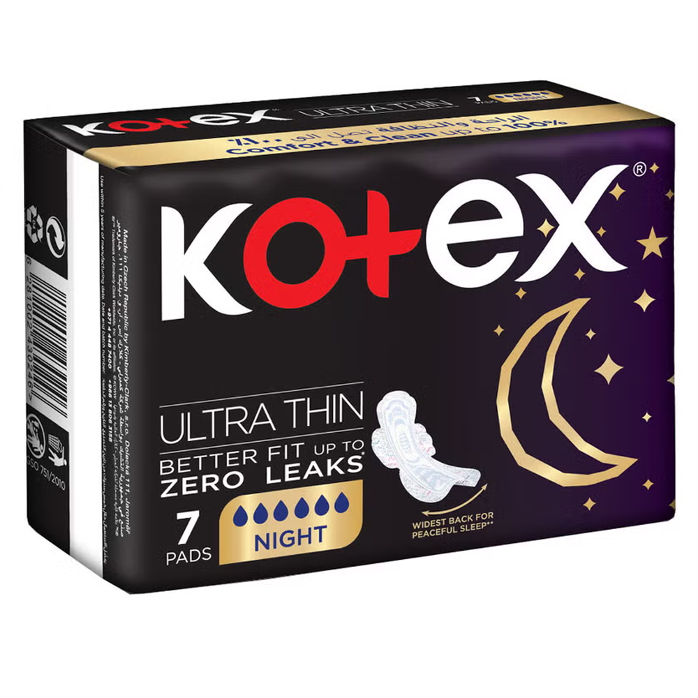 Kotex Ultrathin Night Pads with Wings - Pack of 7, Overnight Pads & Protectors