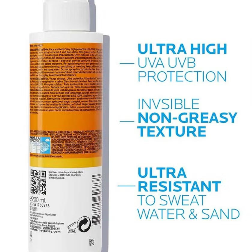 La Roche-Posay Anthelios SPF 50+ Invisible Body Sunscreen Spray - 200ml, Sunscreen