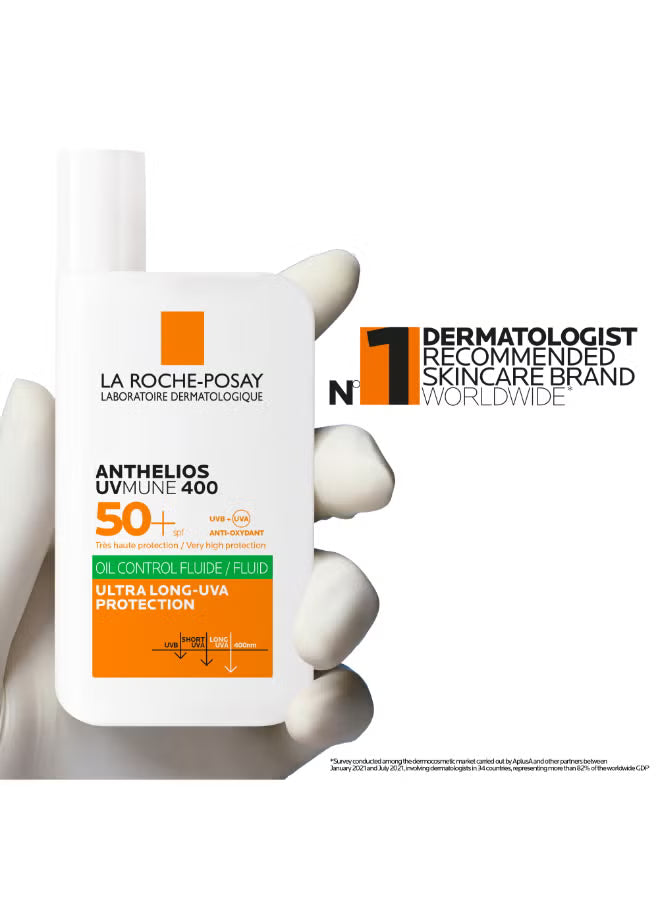 La Roche-Posay Anthelios UVMune 400 SPF 50+ Oil Control Invisible Fluid Sunscreen - 50ml, Sunscreen