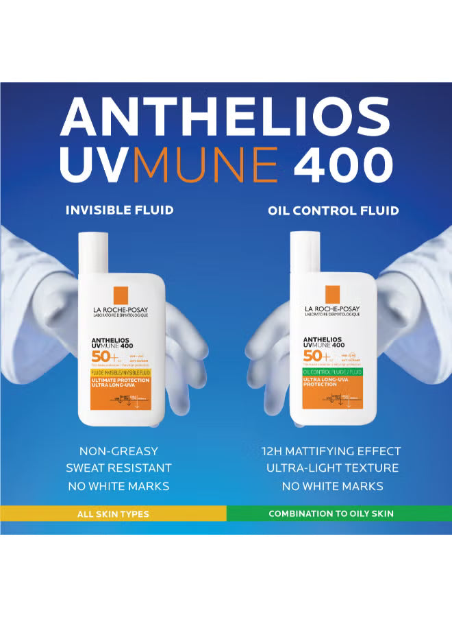 La Roche-Posay Anthelios UVMune 400 SPF 50+ Oil Control Invisible Fluid Sunscreen - 50ml, Sunscreen