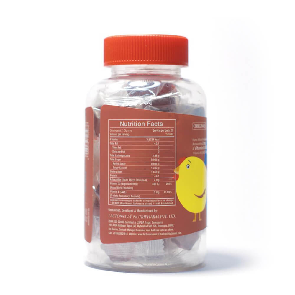 Lactonova Happi Gummies Astaxanthin + Vitamin D – 30s,Single Vitamins