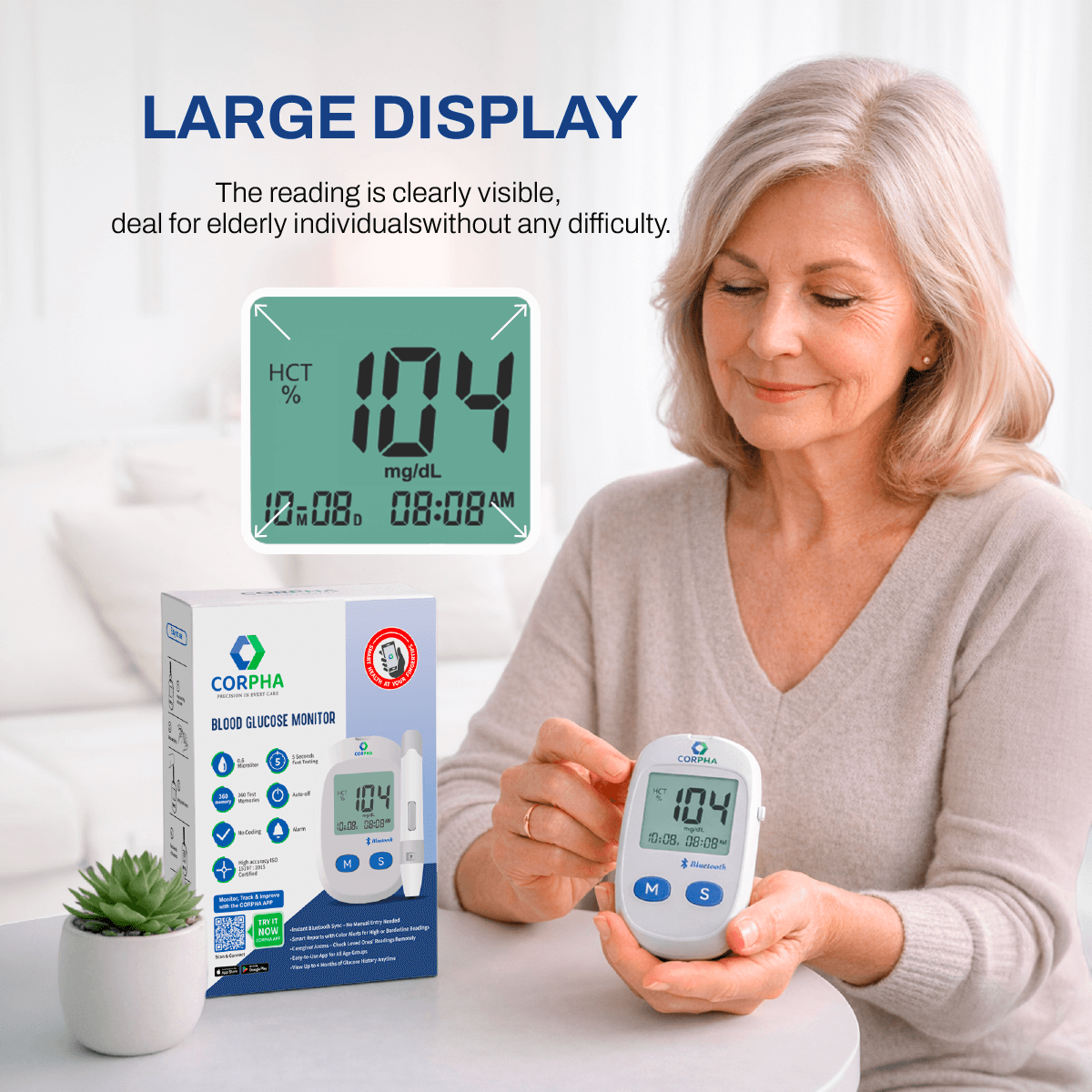 Blood Glucose Monitor Kit with 3 Packs of 50 Test Strips & 3 Packs of 50 Lancets