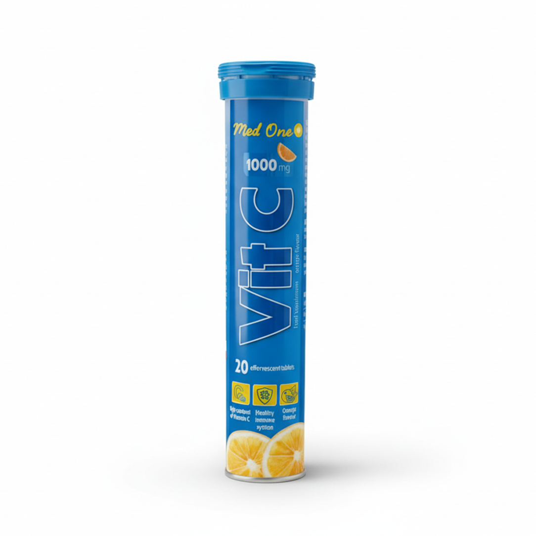 Med One Vitamin C 1000mg Orange Effervescent Tablets - 20 Tablets, Vitamins & Supplements