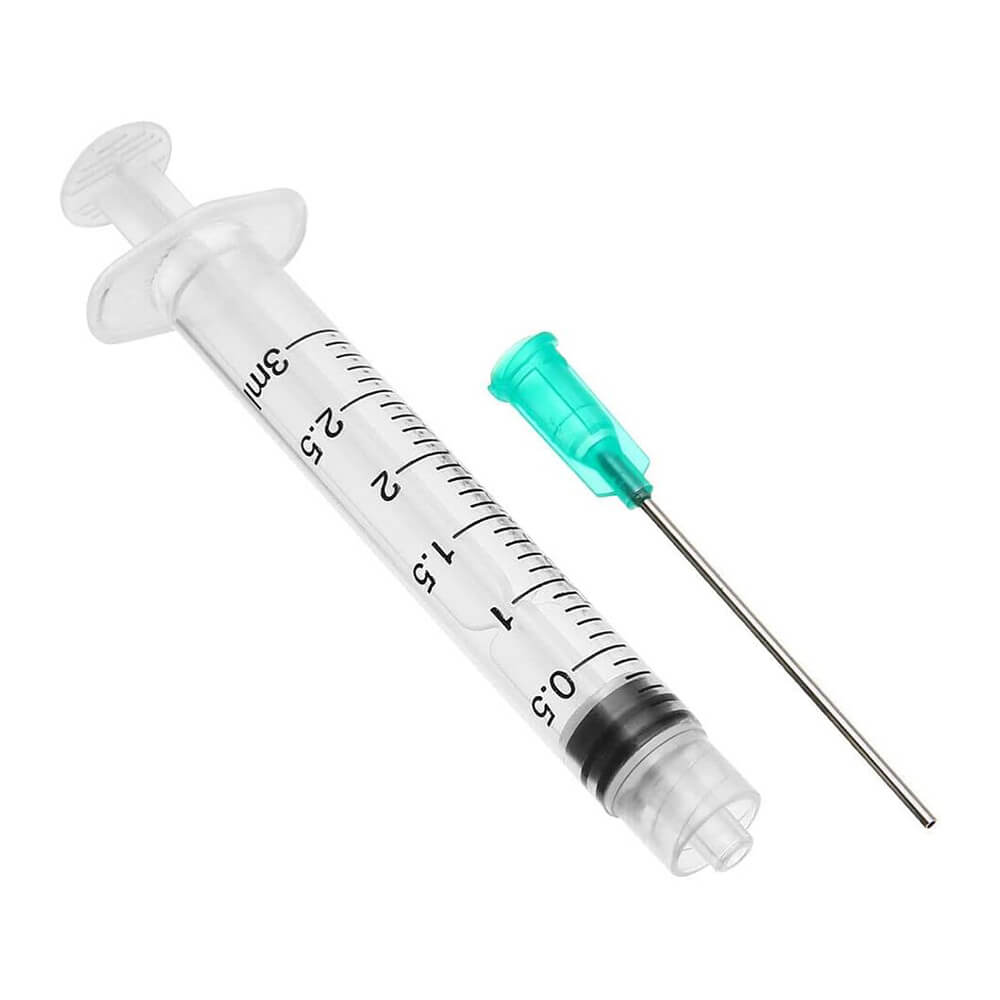 Sterile 3ml Medisoft syringe with Luer Lock and 23-gauge needle