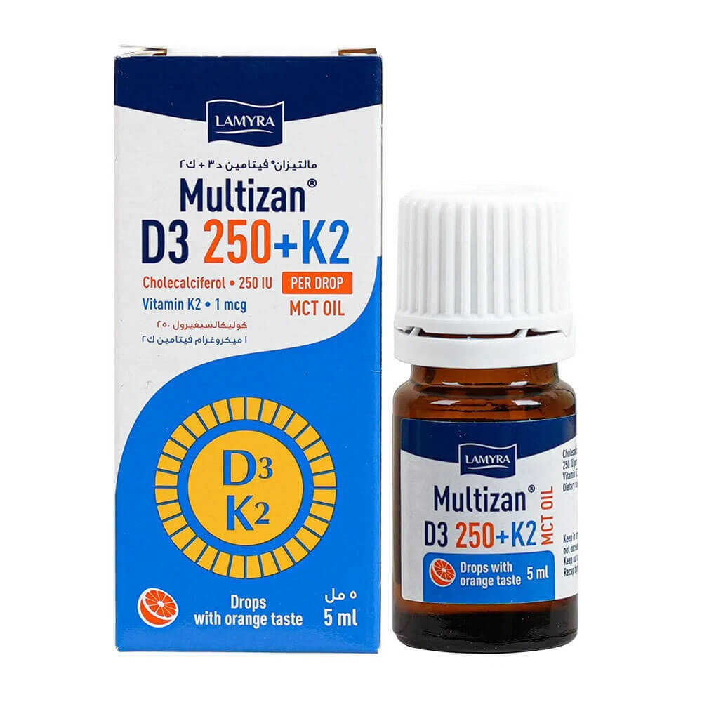 Multizan D3 250 + K2 Liquid Drops – 5ml bone support supplement