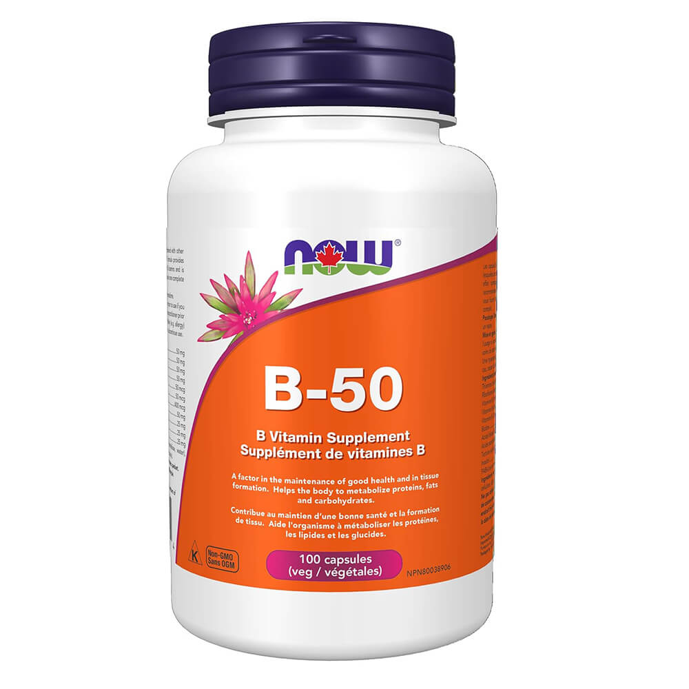 NOW B-50 Capsules – 100 vegan B-complex supplements