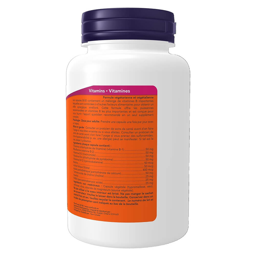 Vegan B-50 B-complex capsules – NOW Foods 100s for nerve support