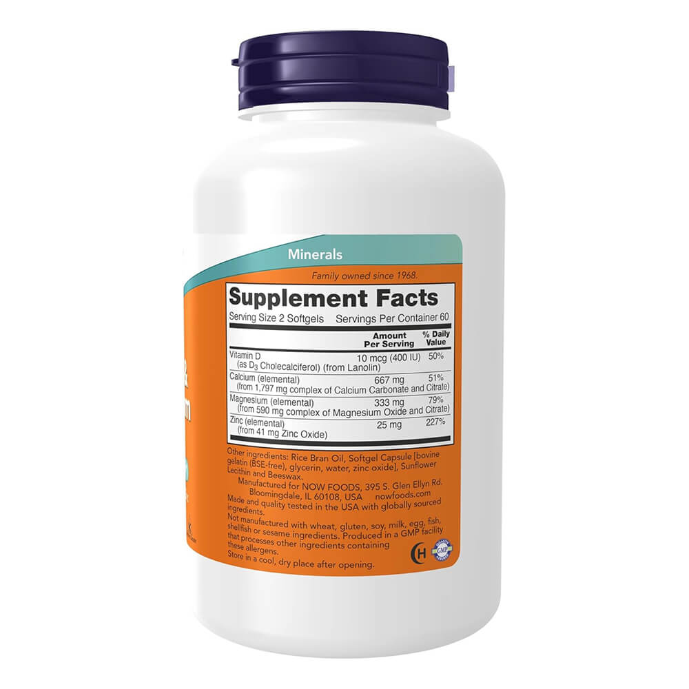 NOW Calcium Magnesium D & Zinc – 120 Caps, Minerals