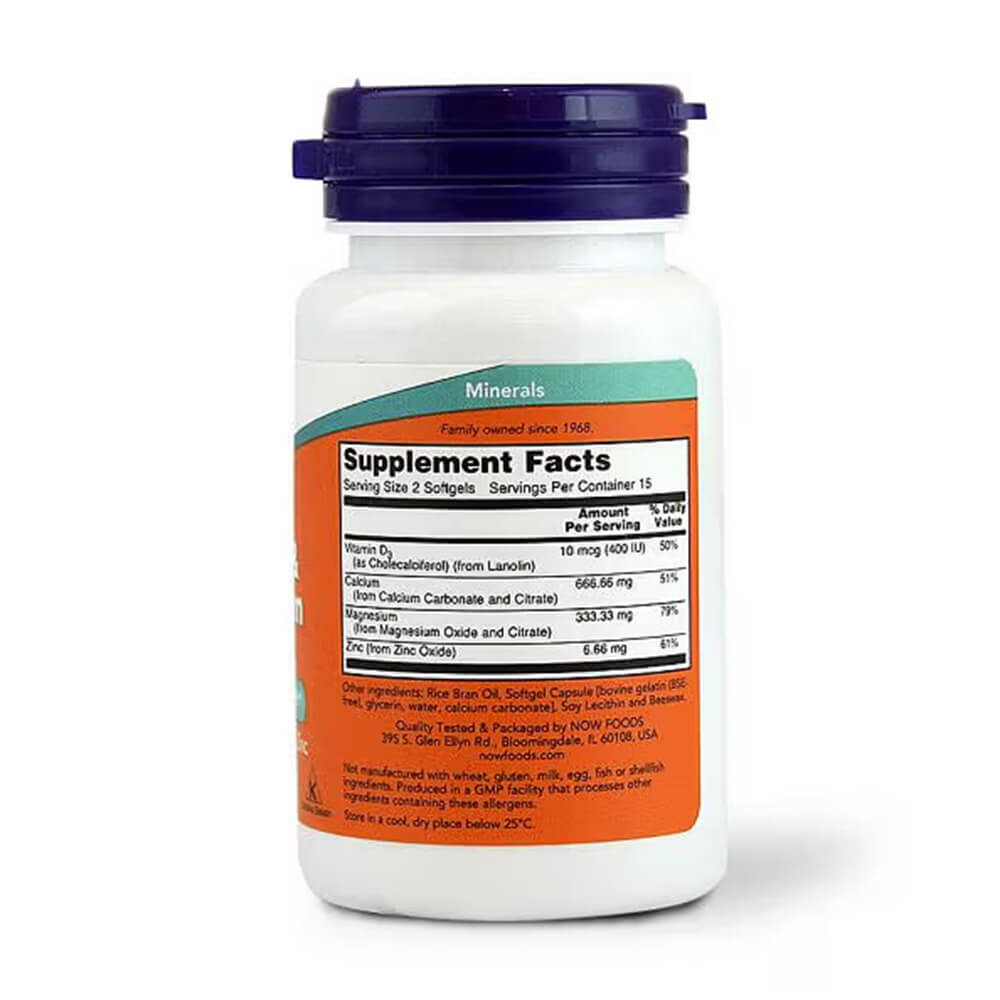 NOW 30 softgels – calcium, magnesium, vitamin D & zinc support
