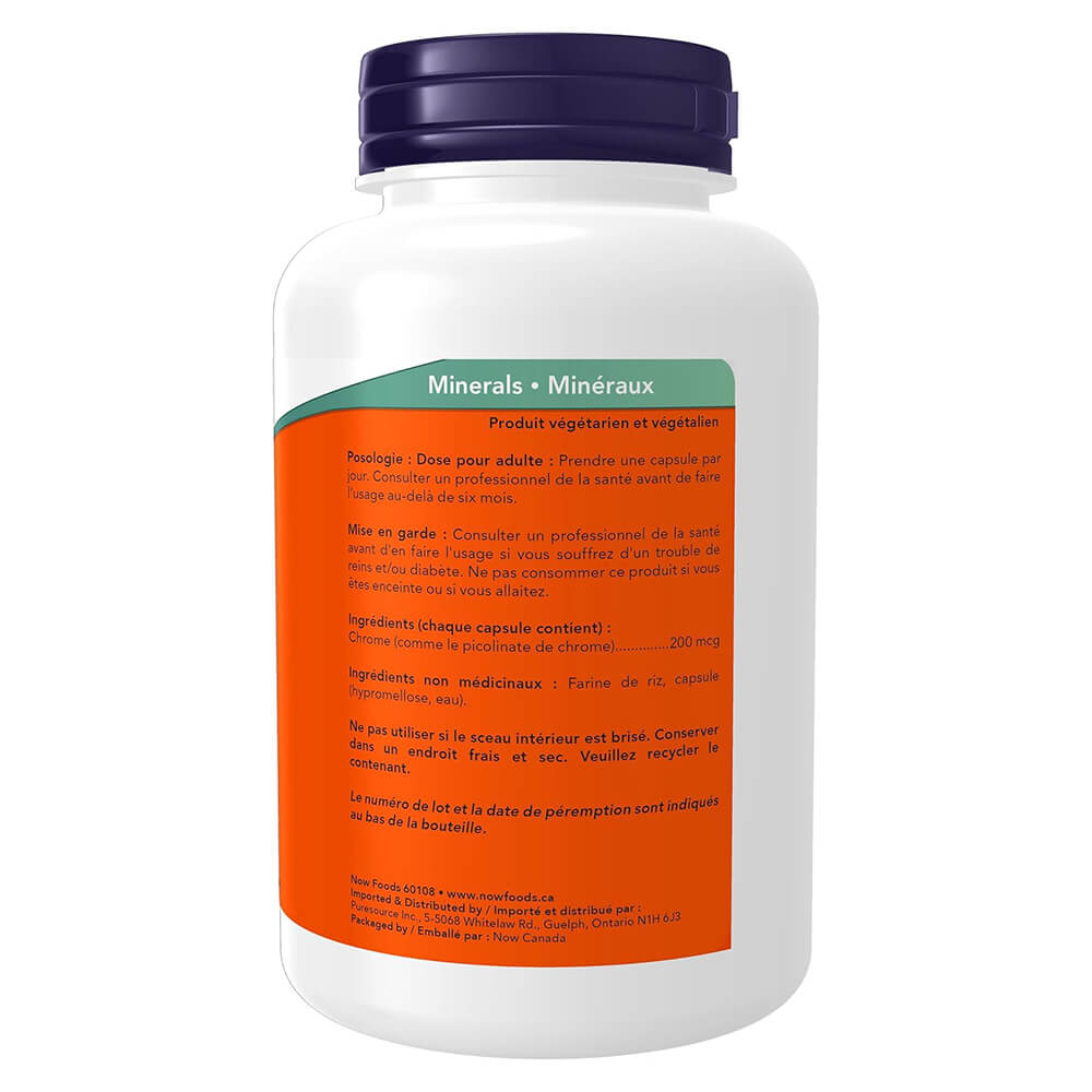 Chromium Picolinate 200 mcg – NOW 250 caps for blood sugar control