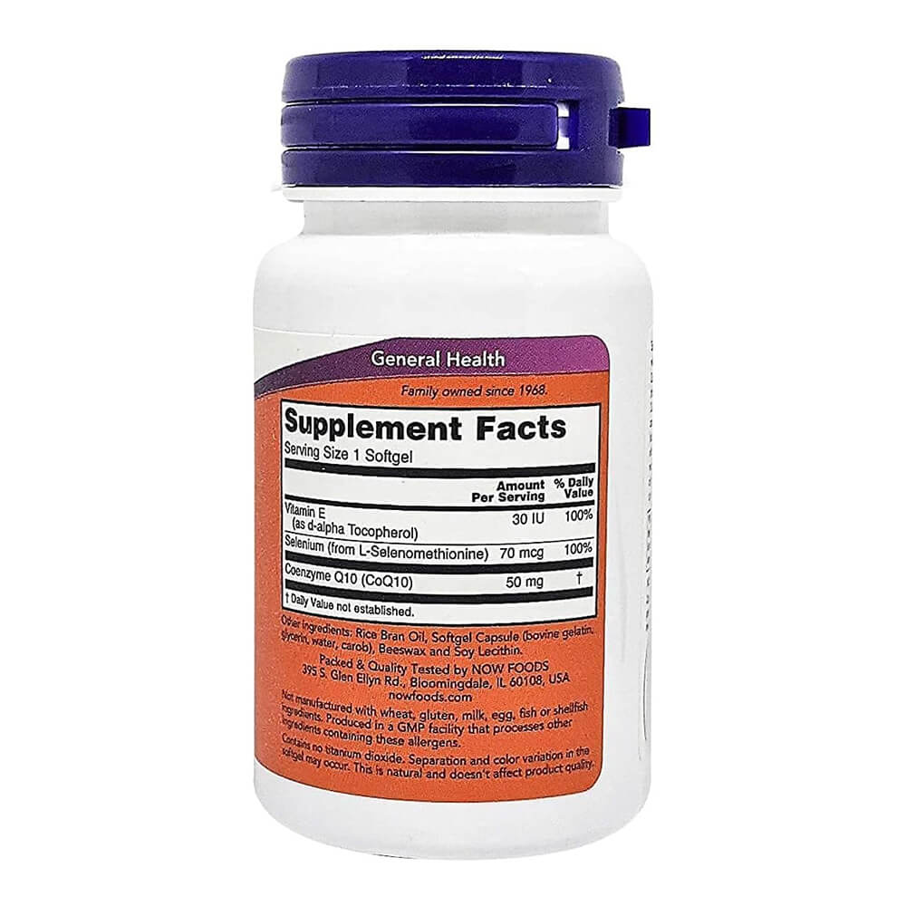 NOW CoQ10 + Selenium + Vitamin E – 50 Caps,Multivitamin Supplements