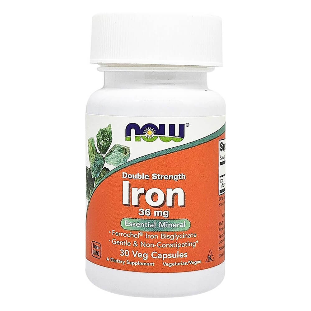 NOW Double Strength Iron 36mg – 30 capsules for energy support