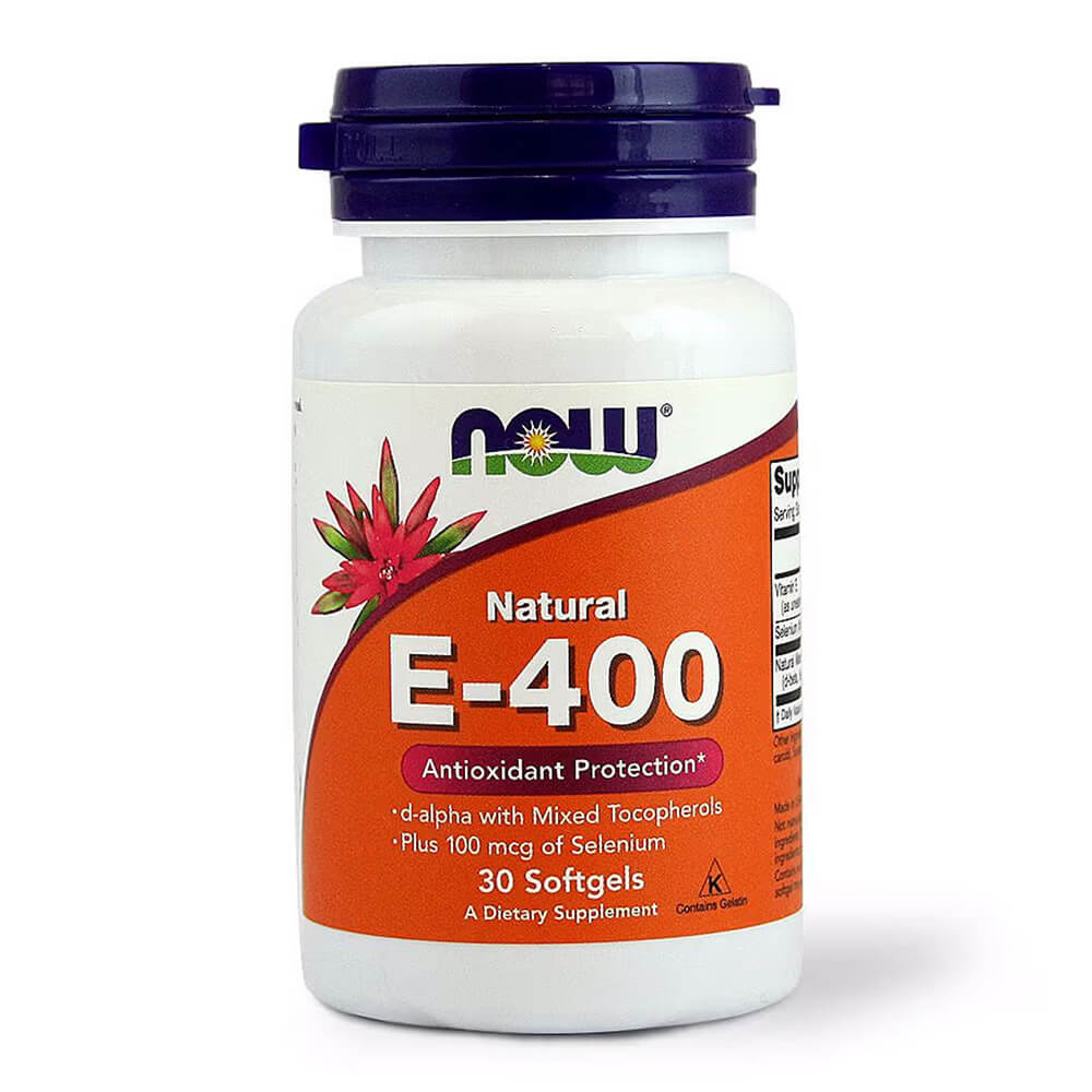 NOW E-400 + Selenium – 30 Softgels, Single Vitamins