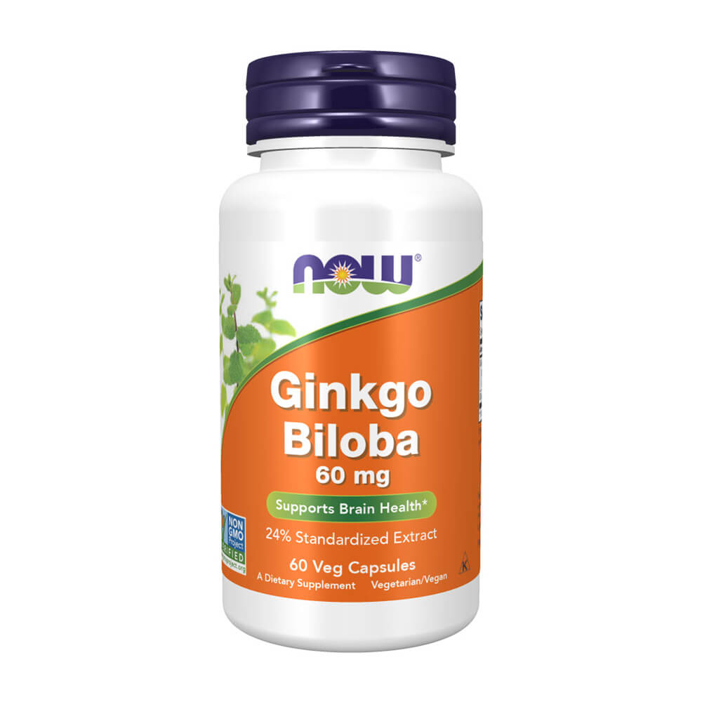 NOW Ginkgo Biloba 60mg – 60 Veg Capsules,Herbal Supplements
