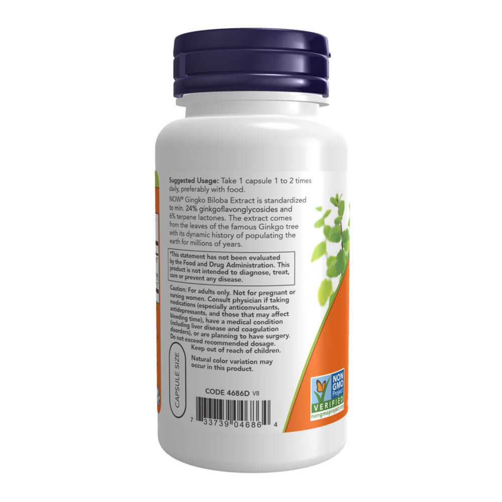 NOW Ginkgo Biloba 60mg – 60 Veg Capsules,Herbal Supplements