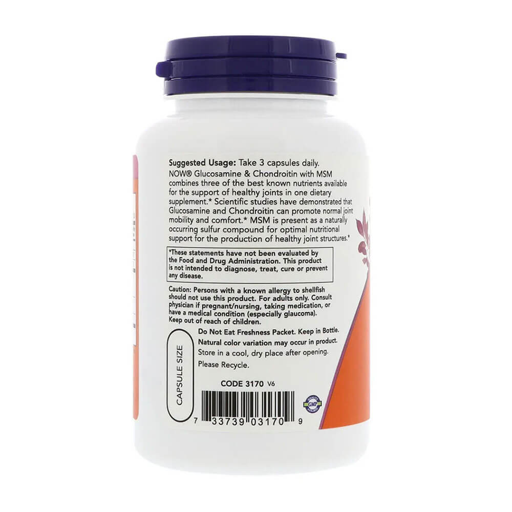 NOW joint care supplement – Glucosamine, Chondroitin & MSM 90 caps