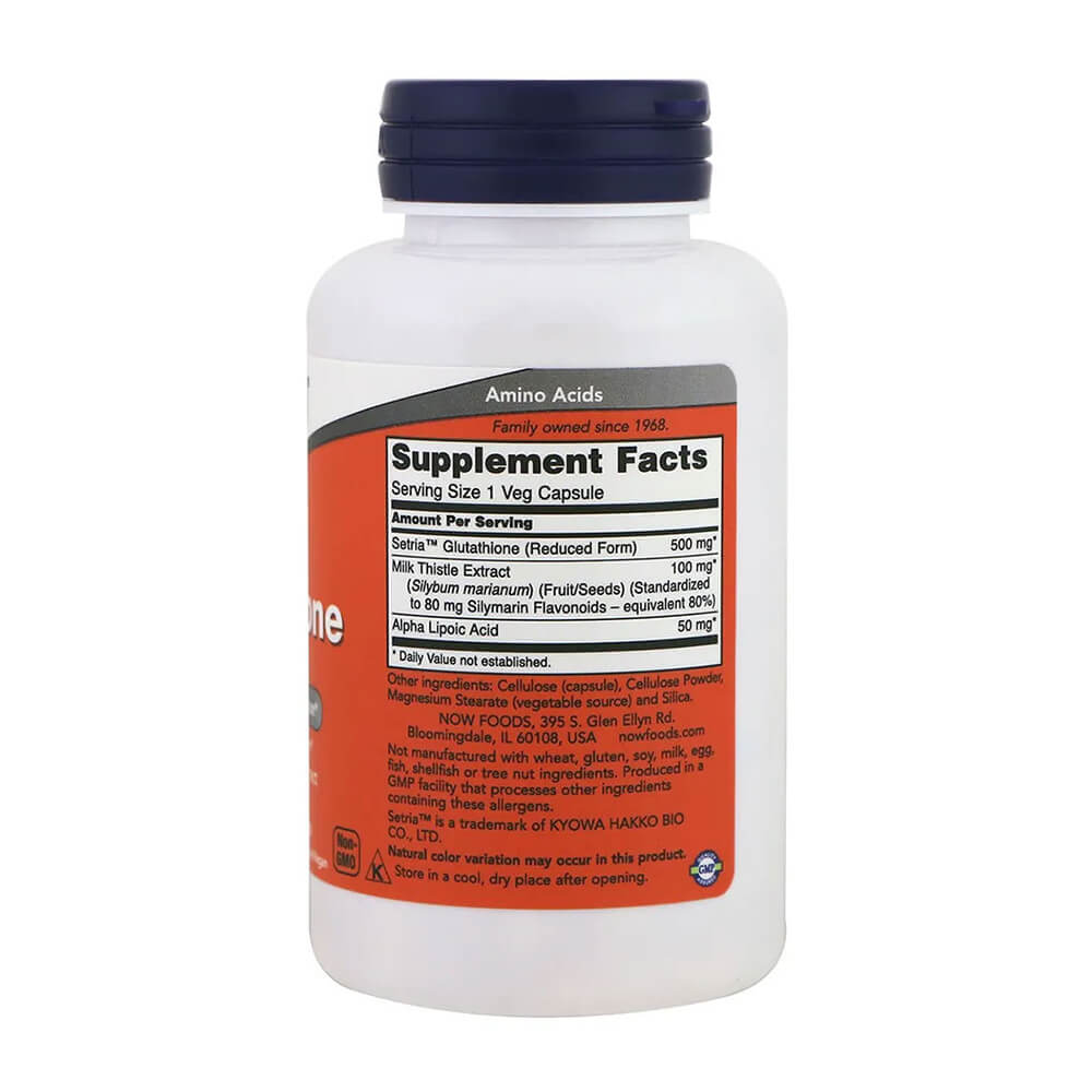 NOW Glutathione – 500mg antioxidant supplement, 60 vegetarian capsules