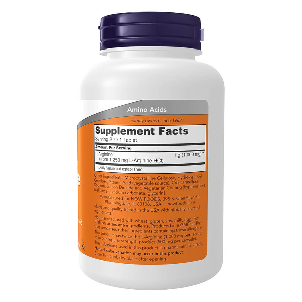 NOW L-Arginine 1000mg – 120 tablets for circulation & energy