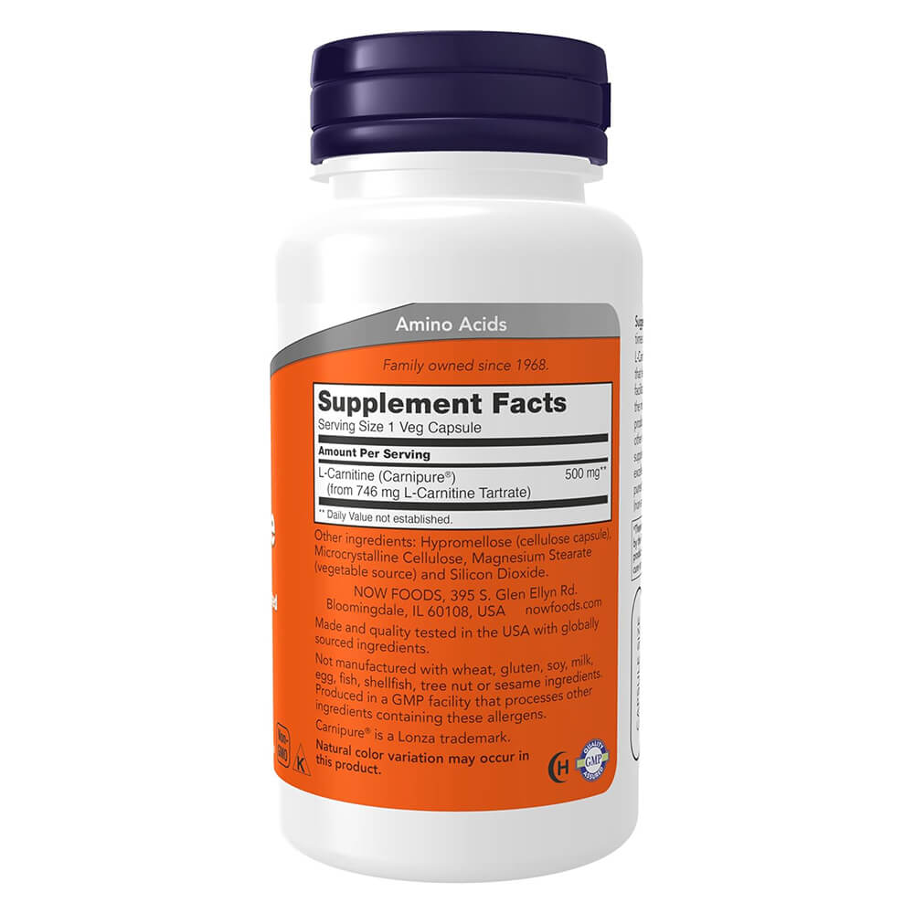 NOW Foods L-Carnitine 500mg – energy & weight support, 60 caps