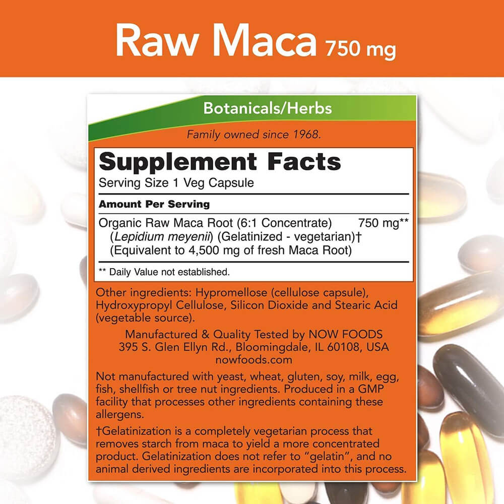 NOW Maca 750mg 90 Capsules – Energy & Hormone Support KNIGHTS PHARMACY