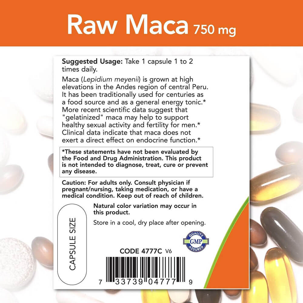 Daily energy & hormone support – NOW Maca 750mg 90 caps