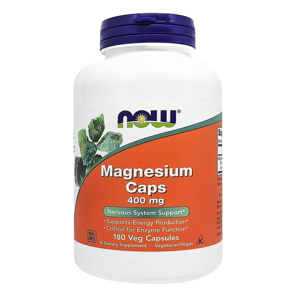 NOW Magnesium 400mg – 180 veg capsules for muscle & nerve support