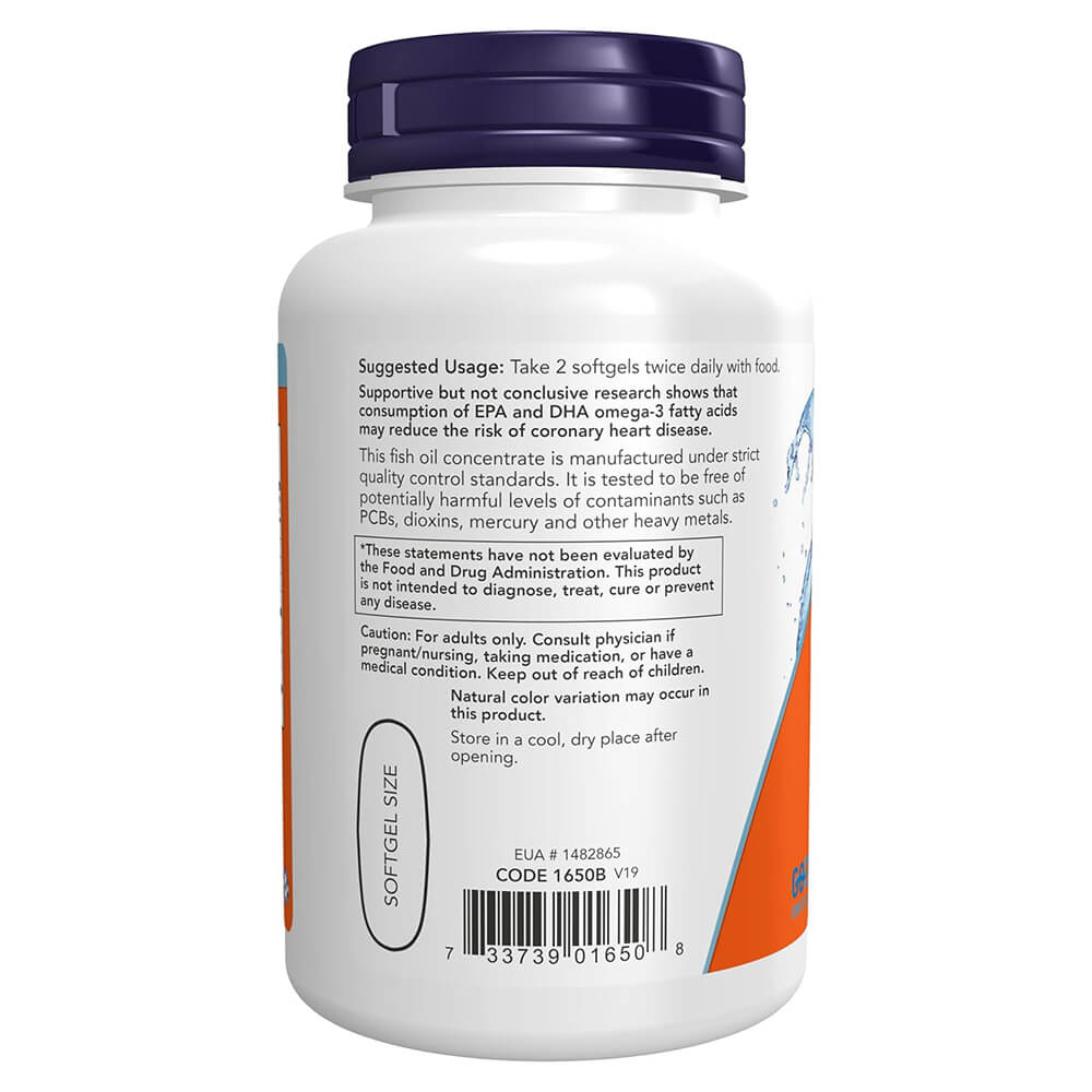 NOW Omega-3 1000mg – 100 softgels for heart and brain support