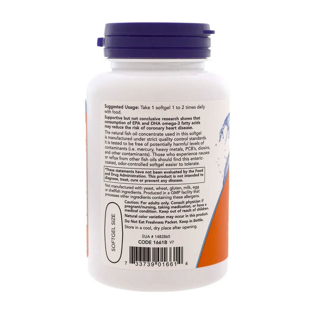 NOW Omega-3 500/250 – high-potency fish oil, 90 softgels