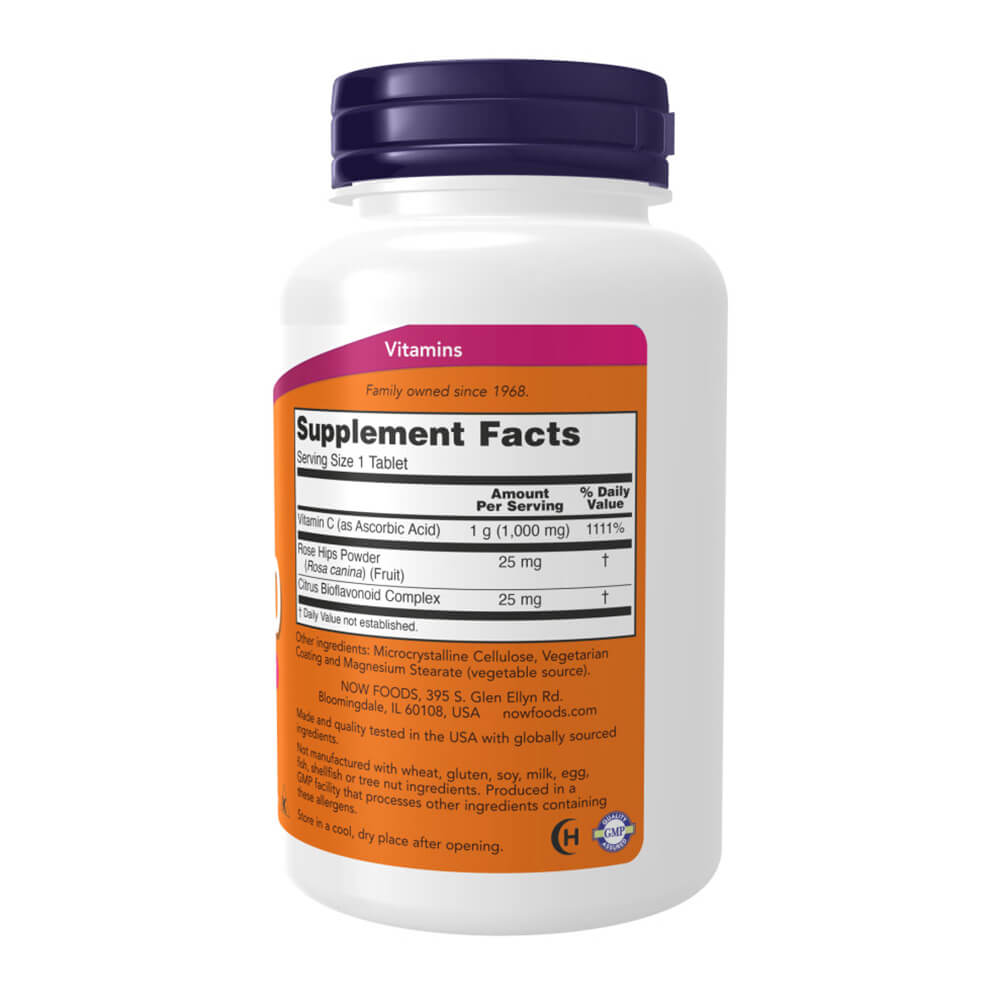 NOW Vitamin C-1000 + Rose Hips – 100 Tablets KNIGHTS PHARMACY